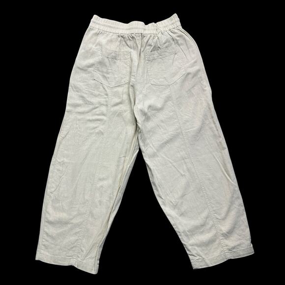 Zara Linen Blend Cropped Pants Womens Sz Medium Drawstring Pockets Slouchy - Picture 3 of 12